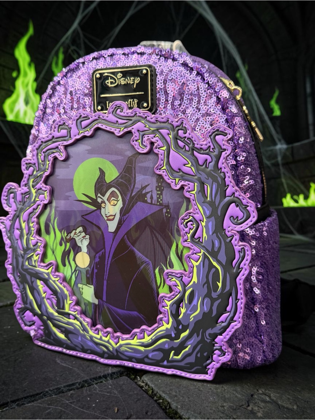 Disney Loungefly Uk Exclusive Lenticular Maleficent Sequin Mini Backpack Nwt